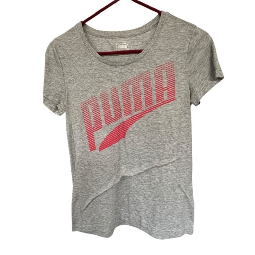 Puma Women's Heather Gray Tee with Pink Graphic